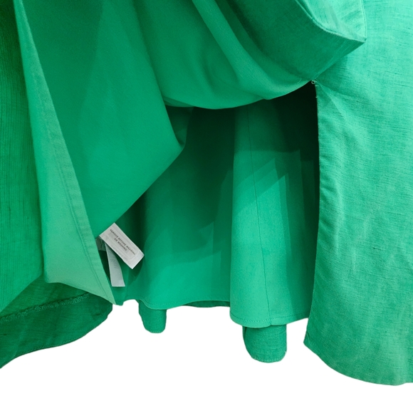Nwot Ann Taylor Green Faux Wrap Side Button Linen Blend Sleeveless Flared Dress - Picture 13 of 15